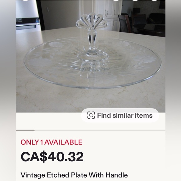 Vintage Elegant Clear Glass Sandwichs/Deserts Stand Etched Floral Design! - Picture 10 of 10